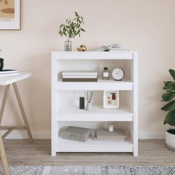 vidaXL Bücherregal Weiß 80x35x97 cm Massivholz Kiefer