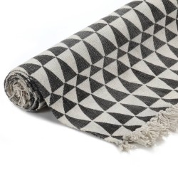vidaXL Kelim-Teppich Baumwolle 120x180 cm mit Muster Schwarz/Weiß