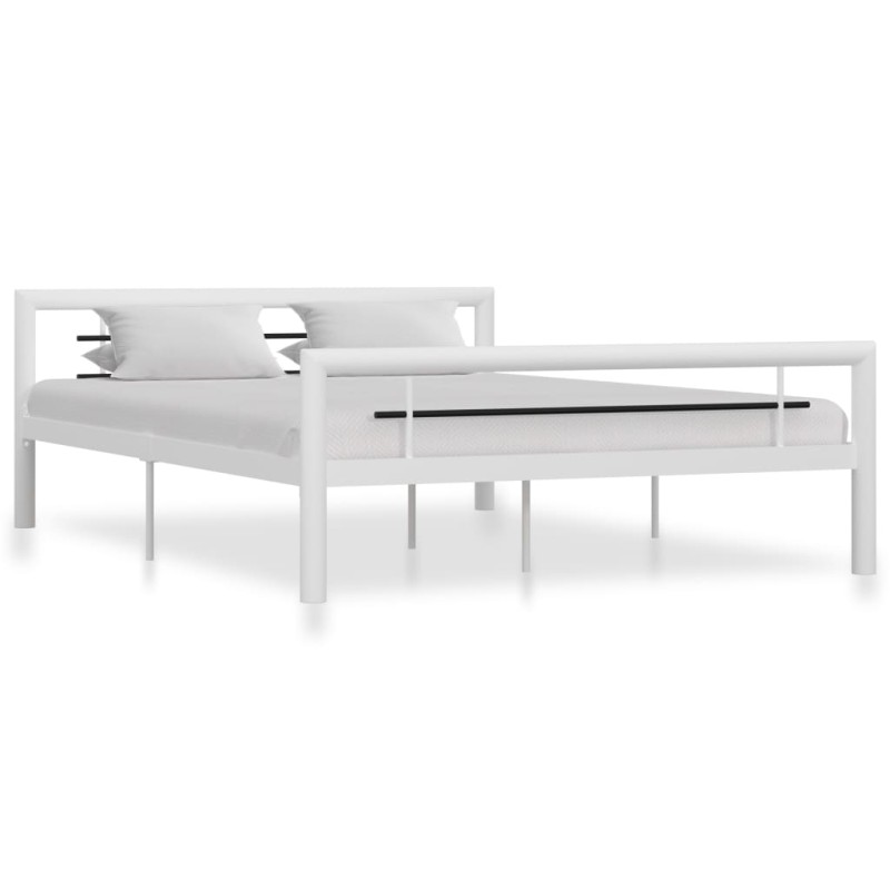 vidaXL Bettgestell Weiß und Schwarz Metall 140 × 200 cm vidaXL Bettgestell Weiß und Schwarz Metall 140 × 200 cm