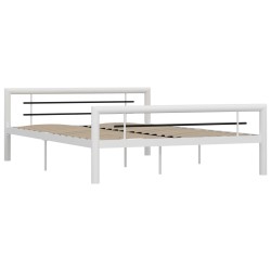 vidaXL Bettgestell Weiß und Schwarz Metall 140 × 200 cm