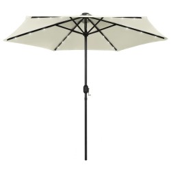 vidaXL Sonnenschirm mit LED-Leuchten & Aluminium-Mast 270 cm Sandweiß