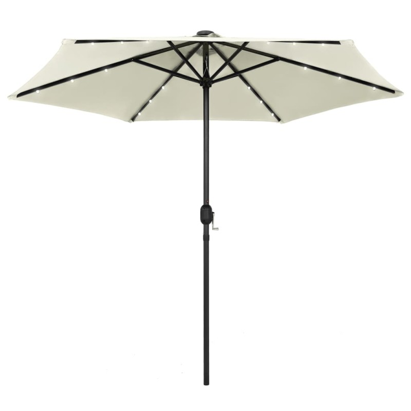 vidaXL Sonnenschirm mit LED-Leuchten & Aluminium-Mast 270 cm Sandweiß vidaXL Sonnenschirm mit LED-Leuchten & Aluminium-Mast 270 cm Sandweiß