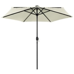 vidaXL Sonnenschirm mit LED-Leuchten & Aluminium-Mast 270 cm Sandweiß