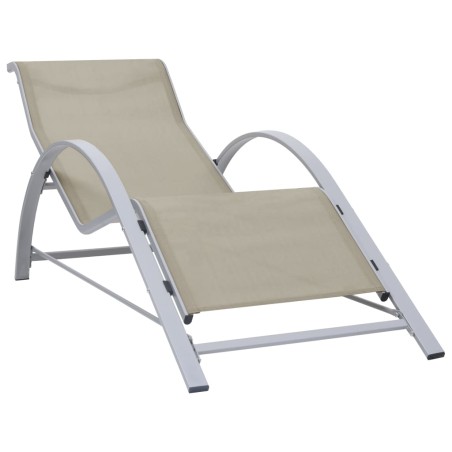 vidaXL Sonnenliege Textilene und Aluminium Cremeweiß