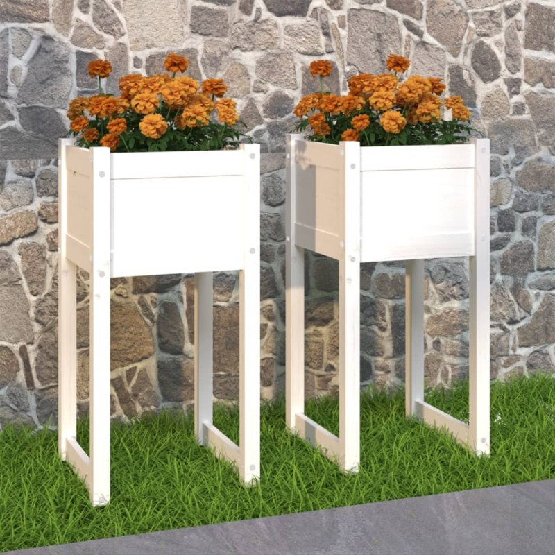 vidaXL Pflanzkübel 2 Stk. Weiß 40x40x81 cm Massivholz Kiefer vidaXL Pflanzkübel 2 Stk. Weiß 40x40x81 cm Massivholz Kiefer