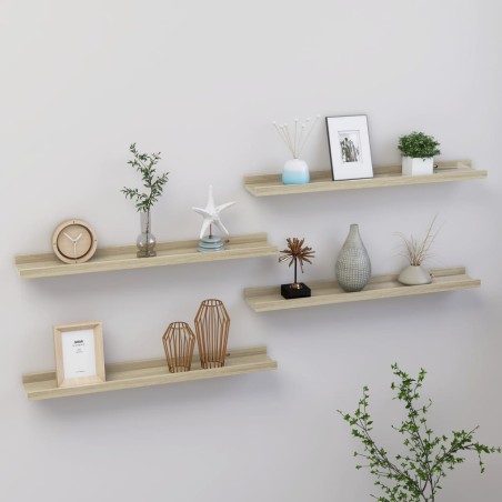 vidaXL Wandregale 4 Stk. Sonoma-Eiche 60x9x3 cm