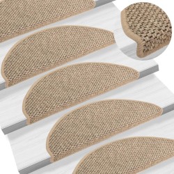 vidaXL Treppenmatten Selbstklebend Sisal 15 Stk. 65x21x4cm Dunkelbeige