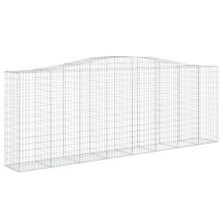 vidaXL Gabione mit Hochbogen 400x50x140/160 cm Verzinktes Eisen
