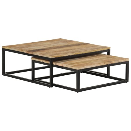vidaXL Satztische 2-Stk. Mango Massivholz 