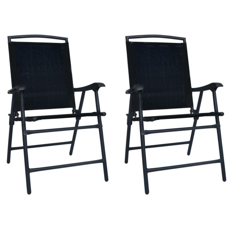 vidaXL Klappbare Gartenstühle 2 Stk. Textilene Schwarz vidaXL Klappbare Gartenstühle 2 Stk. Textilene Schwarz
