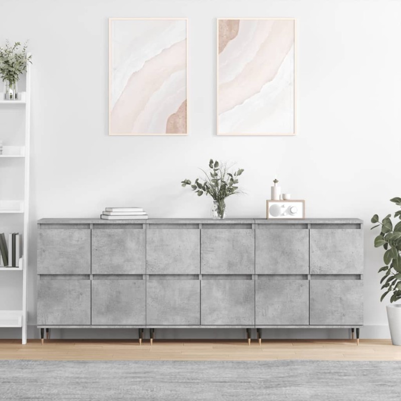 Sideboards 3 Stk. Betongrau Holzwerkstoff Sideboards 3 Stk. Betongrau Holzwerkstoff