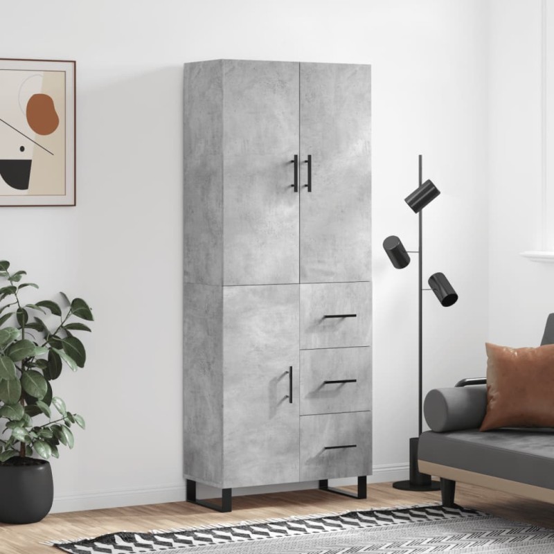 Highboard Betongrau 69,5x34x180 cm Holzwerkstoff Highboard Betongrau 69,5x34x180 cm Holzwerkstoff