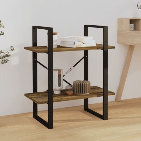vidaXL Bücherregal 2 Fächer Räuchereiche 60x30x70 cm Holzwerkstoff