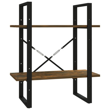 vidaXL Bücherregal 2 Fächer Räuchereiche 60x30x70 cm Holzwerkstoff
