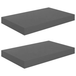 vidaXL Schwebende Wandregale 2 Stk. Hochglanz-Grau 40x23x3,8cm MDF 