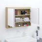 vidaXL Spiegelschrank fürs Bad 80x15x60 cm MDF Weiß und Eiche-Optik vidaXL Spiegelschrank fürs Bad 80x15x60 cm MDF Weiß und Eiche-Optik