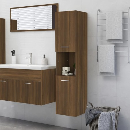 vidaXL Badezimmerschrank Braun Eiche 30x30x130 cm Holzwerkstoff