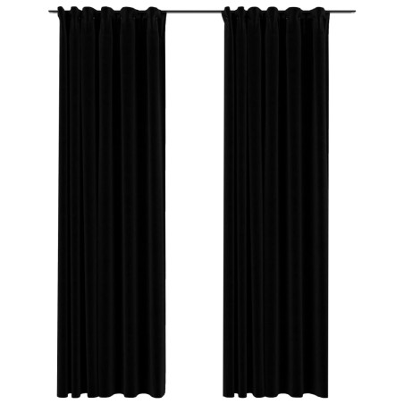 vidaXL Verdunkelungsvorhänge Haken Leinenoptik 2Stk. Schwarz 140x225cm