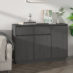 vidaXL Sideboard Grau 110x34x75 cm Massivholz Kiefer