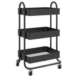 vidaXL 3-Etagen-Wagen Schwarz 43x34x79 cm Stahl  