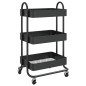 vidaXL 3-Etagen-Wagen Schwarz 43x34x79 cm Stahl vidaXL 3-Etagen-Wagen Schwarz 43x34x79 cm Stahl