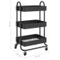 vidaXL 3-Etagen-Wagen Schwarz 43x34x79 cm Stahl vidaXL 3-Etagen-Wagen Schwarz 43x34x79 cm Stahl