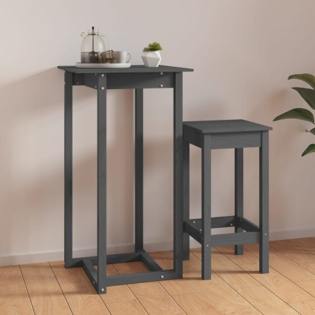 vidaXL Bartisch Grau 60x60x110 cm Massivholz Kiefer