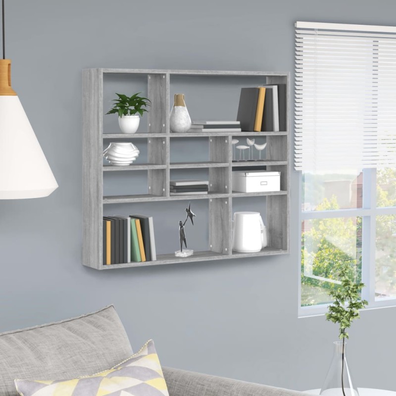 vidaXL Wandregal Grau Sonoma 90x16x78 cm cm Holzwerkstoff vidaXL Wandregal Grau Sonoma 90x16x78 cm cm Holzwerkstoff