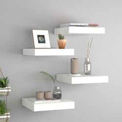 vidaXL Schwebende Wandregale 4 Stk. Weiß 23x23,5x3,8cm MDF