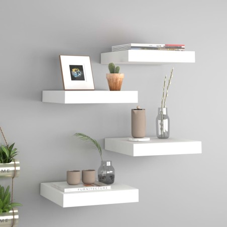 vidaXL Schwebende Wandregale 4 Stk. Weiß 23x23,5x3,8cm MDF