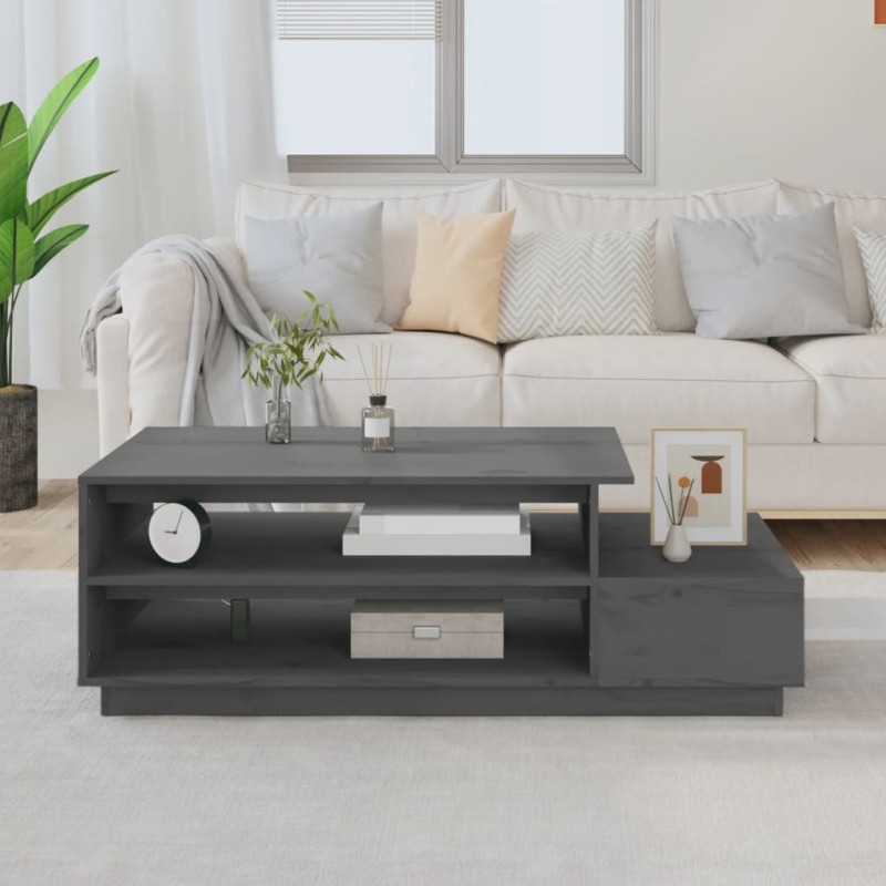 vidaXL Couchtisch Grau 120x50x40,5 cm Massivholz Kiefer vidaXL Couchtisch Grau 120x50x40,5 cm Massivholz Kiefer