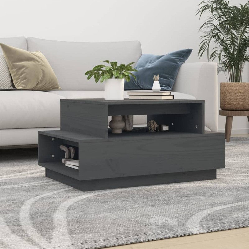 vidaXL Couchtisch Grau 80x55x40,5 cm Massivholz Kiefer vidaXL Couchtisch Grau 80x55x40,5 cm Massivholz Kiefer