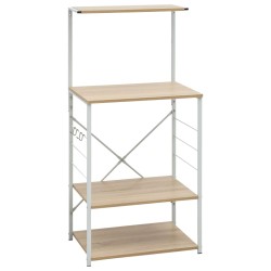 vidaXL Mikrowellenregal Weiß Eiche-Optik 60x39,6x123 cm Holzwerkstoff
