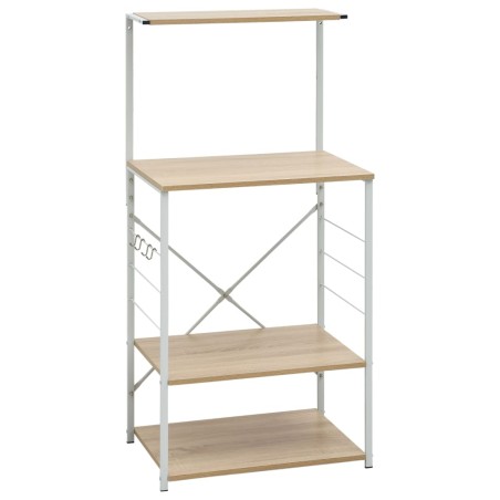 vidaXL Mikrowellenregal Weiß Eiche-Optik 60x39,6x123 cm Holzwerkstoff