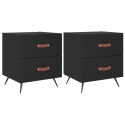 vidaXL Nachttische 2 Stk. Schwarz 40x35x47,5 cm Holzwerkstoff