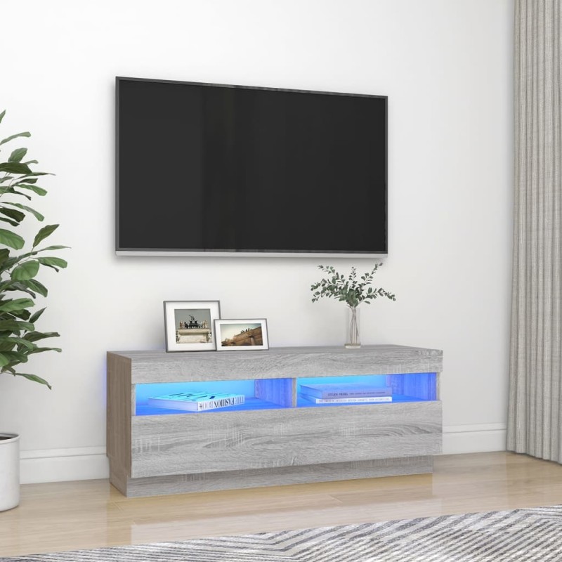 vidaXL TV-Schrank mit LED-Leuchten Grau Sonoma 100x35x40 cm vidaXL TV-Schrank mit LED-Leuchten Grau Sonoma 100x35x40 cm