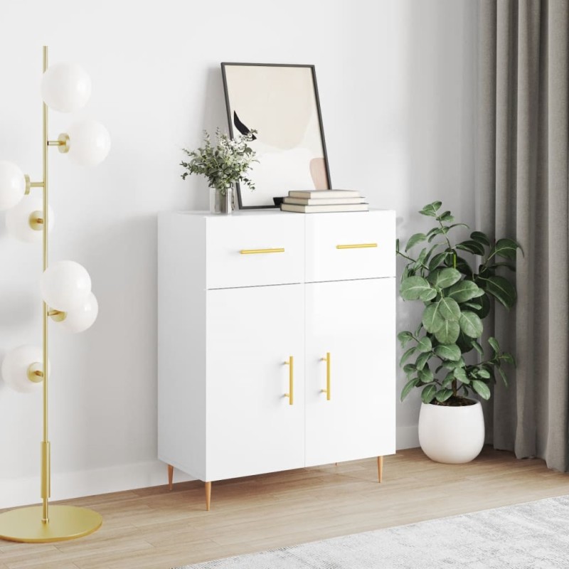 vidaXL Sideboard Hochglanz-Weiß 69,5x34x90 cm Holzwerkstoff vidaXL Sideboard Hochglanz-Weiß 69,5x34x90 cm Holzwerkstoff
