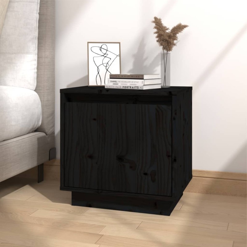 vidaXL Nachttisch Schwarz 40x30x40 cm Massivholz Kiefer vidaXL Nachttisch Schwarz 40x30x40 cm Massivholz Kiefer
