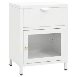 vidaXL Nachttisch Weiß 40x30x54,5 cm Stahl und Glas  