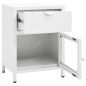 vidaXL Nachttisch Weiß 40x30x54,5 cm Stahl und Glas  