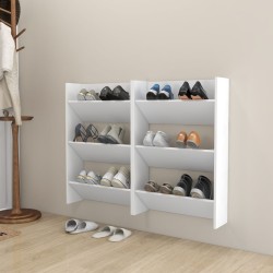 vidaXL Wand-Schuhschränke 2 Stk. Weiß 60x18x90 cm Holzwerkstoff