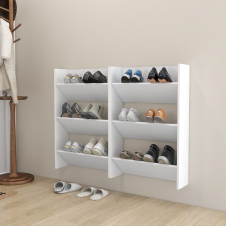 vidaXL Wand-Schuhschränke 2 Stk. Weiß 60x18x90 cm Holzwerkstoff