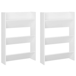 vidaXL Wand-Schuhschränke 2 Stk. Weiß 60x18x90 cm Holzwerkstoff