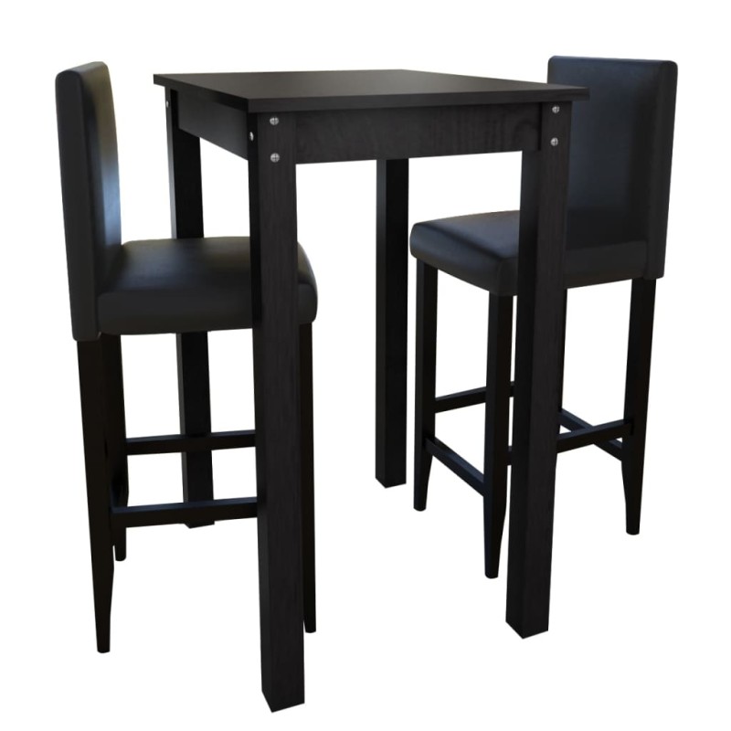 Barset Bartisch mit 2 Barhockern Schwarz Barset Bartisch mit 2 Barhockern Schwarz