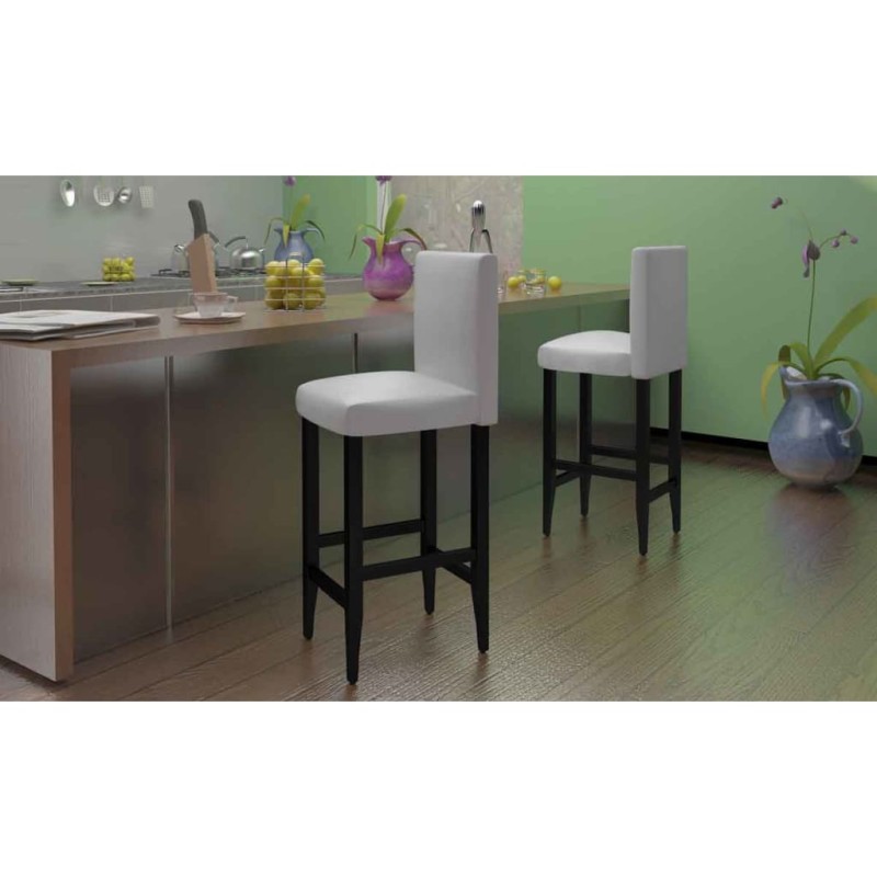 Barhocker 4 Stk. Weiß Kunstleder Barhocker 4 Stk. Weiß Kunstleder