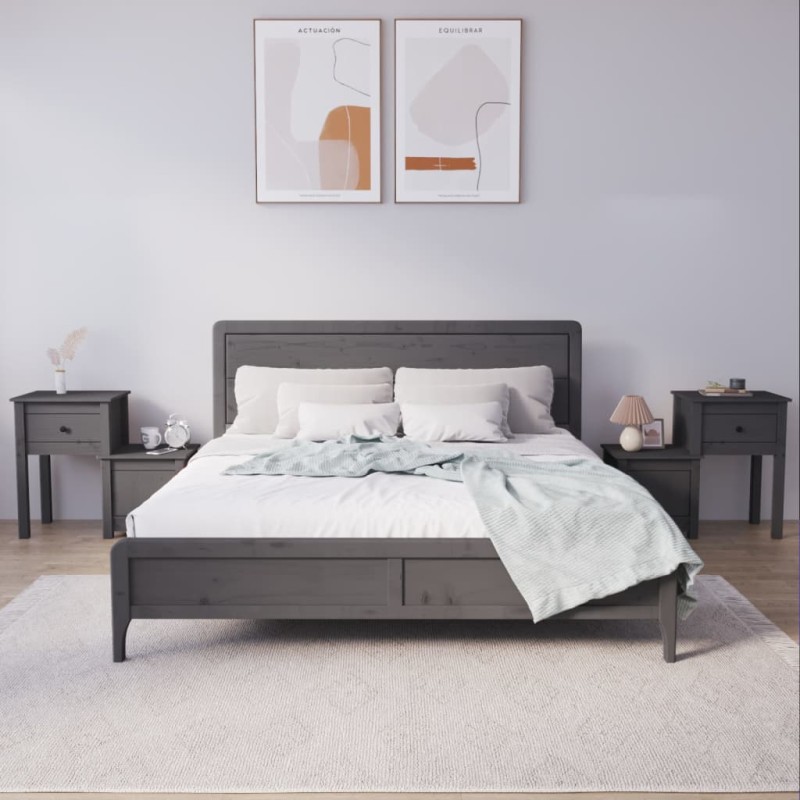 vidaXL Nachttische 2 Stk. Grau 79,5x38x65,5 cm Massivholz Kiefer vidaXL Nachttische 2 Stk. Grau 79,5x38x65,5 cm Massivholz Kiefer