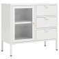 vidaXL Sideboard Weiß 75x35x70 cm Stahl und Hartglas vidaXL Sideboard Weiß 75x35x70 cm Stahl und Hartglas