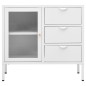 vidaXL Sideboard Weiß 75x35x70 cm Stahl und Hartglas vidaXL Sideboard Weiß 75x35x70 cm Stahl und Hartglas