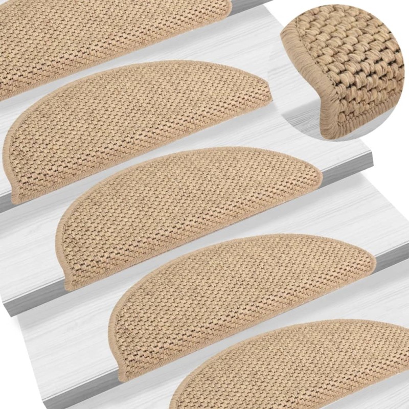 vidaXL Treppenmatten Selbstklebend Sisal-Optik 15 Stk. 56x17x3 cm Sand vidaXL Treppenmatten Selbstklebend Sisal-Optik 15 Stk. 56x17x3 cm Sand