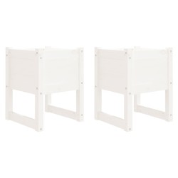 vidaXL Pflanzkübel 2 Stk. Weiß 40x40x52,5 cm Massivholz Kiefer